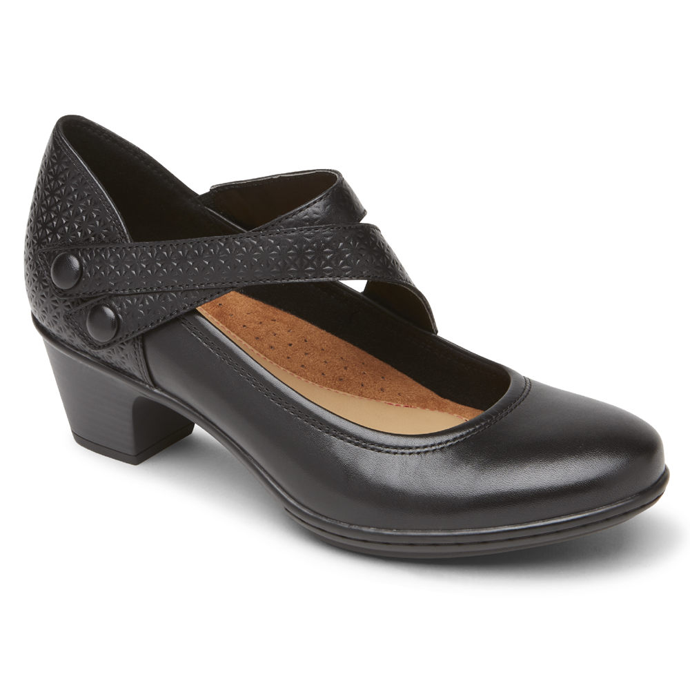 Rockport Singapore Womens Wedges - Cobb Hill Kailyn Asymmetrical Mary Jane Black - SY8572406